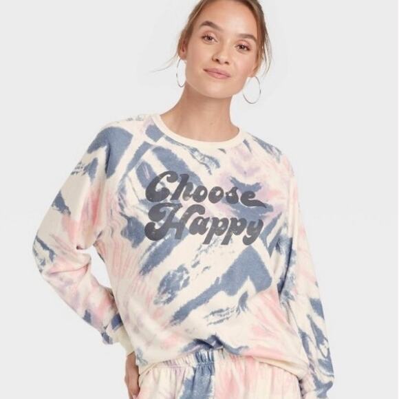 Grayson Threads Choose Happy Sweatshirt Tie Dye Pullover Woman's size L - Picture 1 of 9